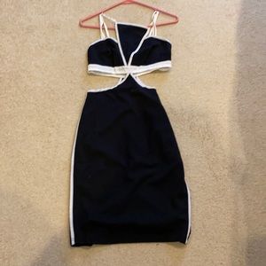 Striking black and white cut out dress.